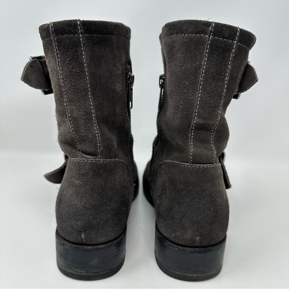 Frye Vicky Engineer Combat Moto Boots Charcoal Suede Size 6 - Picture 6 of 12